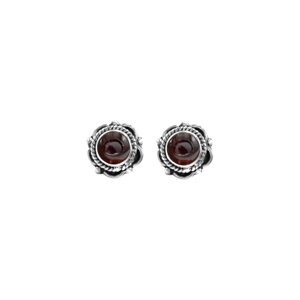 925 Sterling Silver Gemstone Stud Earrings for Women | Handmade Birthstone Jewelry | Labradorite, Turquoise, Carnelian, Moonstone, Black Onyx, Amethyst